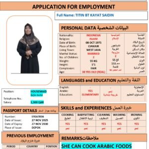 TITIN SAIDIN   Domestic Worker - INDONESIA
